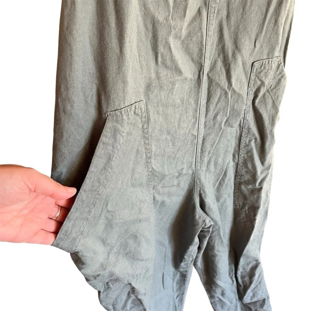 Universal Thread Sage Green Linen Blend Jumpsuit Overalls Small Boho Lagenlook - Picture 3 of 8
